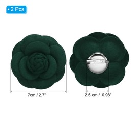 PATIKIL Camellia Fabric Pin, 2 Pcs Flower Brooch Artificial Flowers Brooches for Women Girls Cloth Wedding Party Decor Accessories Jewelry Gift, Dark Green