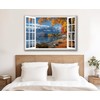 WOOHOOROO 3D Peel and Stick Fake Window Wall Murals Autumn
