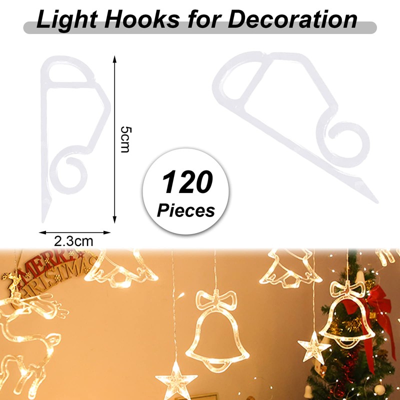 Scettar 120 PCS Gutter Hanging Hooks, Christmas Lights Gutter Clips