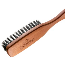 ZilberHaar - Long Hair & Beard Brush - Made From Soft 2nd Cut Boar Bristles and Pearwood - Perfect Beard Care for Men - Works with all Beard Balms and Beard Oils - 8.6 Inches Long