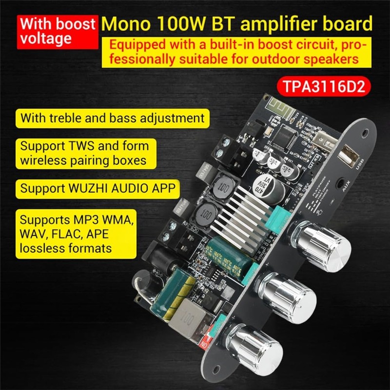 Peakloong -1001U DC 9-24V Audio Power Amplifier Module BT 100W
