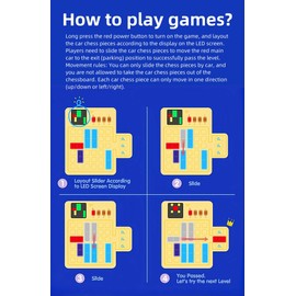 HLF Intelligent Car Huarong Road Speed ESCAPE Game Maze Puzzle 1500 Levels Desktop Brick Game Machine Jigsaw Blocks Automatic Parking Sensing Logic Thinking Kid's Toys Teens/Boys/Girls Gift