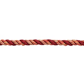 3/8" (1cm) Decorative Twisted 3-ply Rope Cord Trim (Style# 0038NLMLT), Cajun Red Multicolor #PR15 (Crimson Red, Light Beige, Light Gold) Sold by The Yard (36"/3 ft/0.9m)