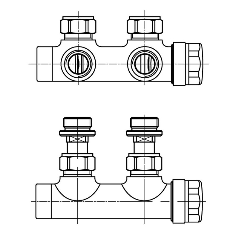 S SIENOC H-valve connection set, centre connection/radiator valves, thermostat for