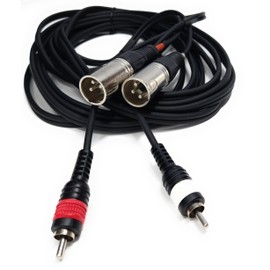 DRUT 6m Twin XLR 3 Pin Plugs to 2 x RCA Phono Plugs Lead Audio Shielded Cable 20ft