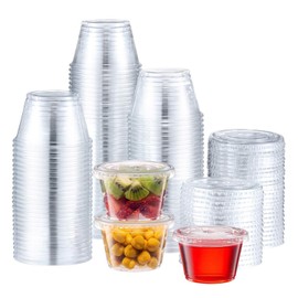 HOME GOODS MARKETPLACE 4 Ounce Portion Cups with Lids, 100 Count – Leak-Proof & Durable, Ideal for Sauces, Condiments, Meal Prep, Snacks, and Dips – Clear, Eco-Friendly, BPA-Free