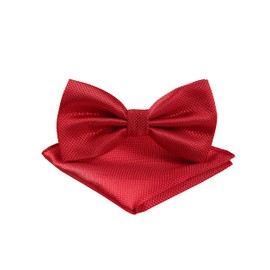 Massi Morino Bow tie red with handkerchief for men Set - Suit men's bow tie for wedding - Adjustable bow tie in fire red