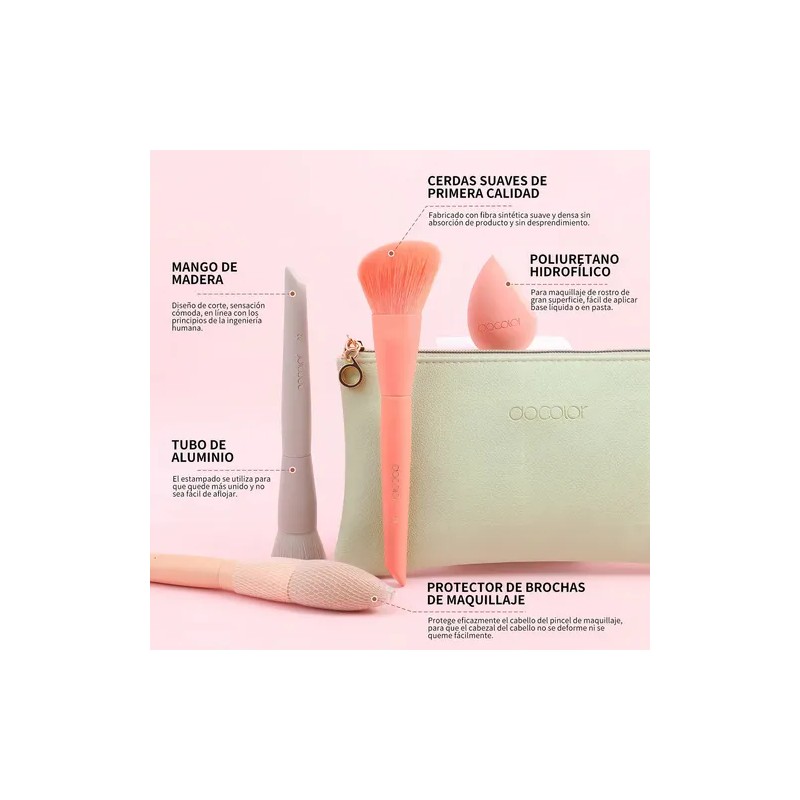 Set De Brochas Docolor De Maquillaje, Coloridas, 17 Piezas