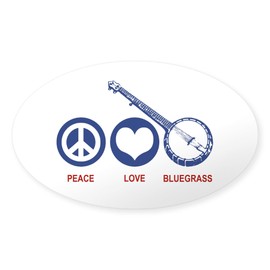 CafePress Peace Love Bluegrass Oval Sticker Oval Car Bumper Sticker
