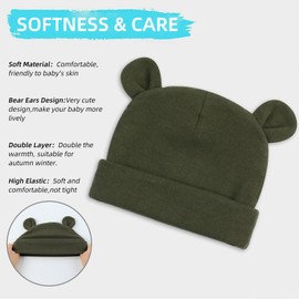 XIAOHAWANG Newborn Hospital Hat Preemie Boys Girls Beanie Cotton Bear Ears Infant Baby Hats 0-6 Months (Color-D, Preemie)