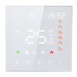 Decdeal Room Thermostat for Home Smart Thermostat 16A Digital Programmable LCD Display Touchscreen Underfloor Heating Temperature Controller Digital Intelligent Wall Thermostat for Electric Heating