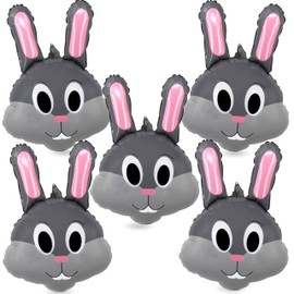 Zebra Balloons Easter Balloons Colour Grey Easter Bunny Balloons Foil Decoration Rabbit Cute Bunny Head 60cm (5 Pack)