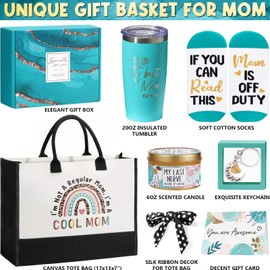 Best Mom Gifts Christmas Gifts for Mom from Daughter Son kids, Birthday Gifts Basket for Mom Women Mother-in-Law Mom Christmas Gifts, New Mom Gifts for Wife from Husband with Canvas Tote Bag Tumbler