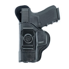 Maxx Carry IWB Leather Gun Holster for Walther PPQ, PPQ M2, PPQ .45 | CANIK TP9SF Elite | FN FNX45 | H&K HK 45, USP 9mm & 40 S&W | Sig Sauer P250 Compact, Black, Left Hand Draw