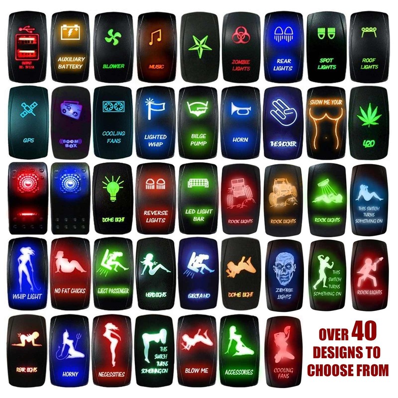 50 Caliber Racing Rocker Switch ON/Off LED Backlit -GPS -