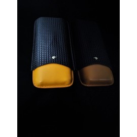 Yellow and Black  Leather  3 Cigar Carrying Case only no box