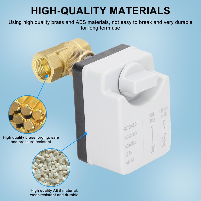 Nimomo DC 12V-24V 2-Way Motorized Ball Valve, DN15 1/2" Brass,