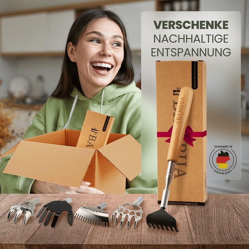 BAMBUA Extendable Back Scratcher - [Includes 5 Attachments] - Gifts