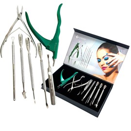 Professional Manicure & Pedicure Set - 7-Piece German Stainless Steel Nail Tools - Cuticle Pushers, Nippers, & Clippers for At-Home & Salon Use