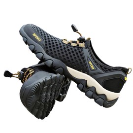 Franala Sport Zapatos de Agua para Hombre, Suela Antideslizante,Zapatos de montañismo al Aire Libre, Diseño Transpirable (Negro, Adulto, 26.5 cm, Medición, Sistema Tallas Calzado JP)