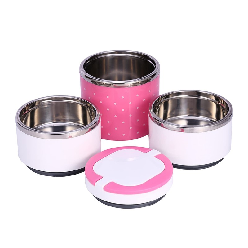 QANYEGN Stainless Steel Insulated Lunch Box, Stackable Lunch Box, 3