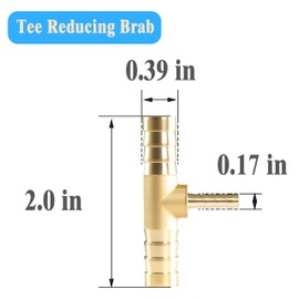 MSAEIQUN 3/8" X 5/32" X 3/8" Brab Reducing Tee Brass Barb Fittings for Gas/Fuel/Air (Pack of 3)