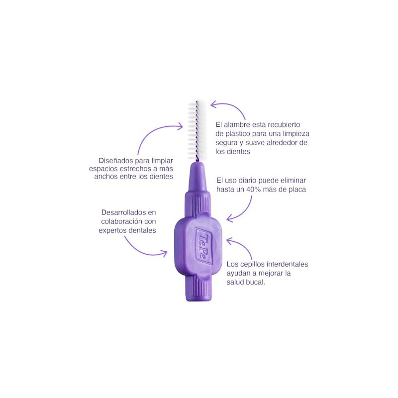Cepillo interdental TePe, Original, morado, 1,1 mm/ISO 6, limpieza interdental