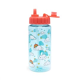 i-Drink ID2109 Tritan Bottle 400 ML Children's Designs. Bottle with Straw, Clouds & Rainbow