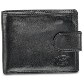 Mancini Equestrian2 Top Grain Leather RFID Secure Wallet with Coin Pocket, Black
