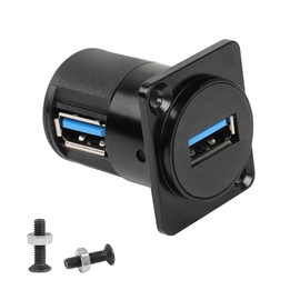 QIANRENON USB 3.0 Panel 90 Degree Adapter Connector USB3.0 Female to Female Coupler D-type Panel Moun USB Extender 5Gbps