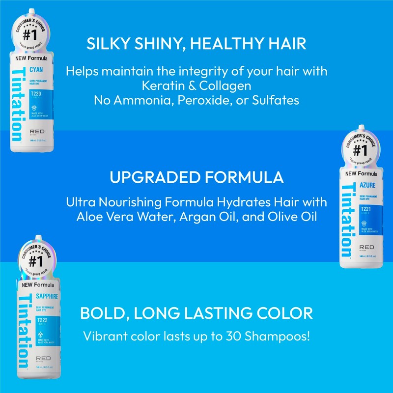 Kiss Tintation Semi Permanent Hair Colour With Argan oil, Aloe