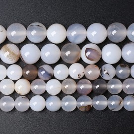 90 abalorio de piedra de ágata blanca de sardonyx natural de 4 mm para hacer joyas, pulseras, collares, accesorios de 15 pulgadas, abalorio de piedra de energía curativa (Sardyx, ágata blanca de 4 mm)