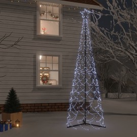 vidaXL Christmas Cone Tree with 500 Zigzag-Shaped Cold White LEDs - Weather-Resistant, Suitable for Indoor and Outdoor Use - Magical Lighting Effects, Easy to Install and Compact Storage