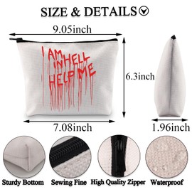 PLITI Hellraiser Gift Hellraiser Pinhead Fans Gift I Am in Hell Help Me 1980s Horror Film Quote Makeup Bag Horror Lover Gift (Help me bagU)