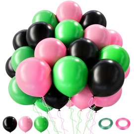 Blosssound 45 Pcs Witch Party Decorations 12 Inch Pink Green Black Latex Balloons Kit Pink and Green Party Decor for Musical Theatre Witch Themed Birthday Baby Shower Decorations Supplies
