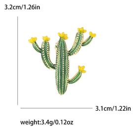songbowen Cactus Brooch Cute Cactus Rhinestone Brooch Women's Brooch Crystal Collar Brooch Clip Sweater Scarf Hat Backpack Badge Jacket Coral Accessories Fashion Jewelry