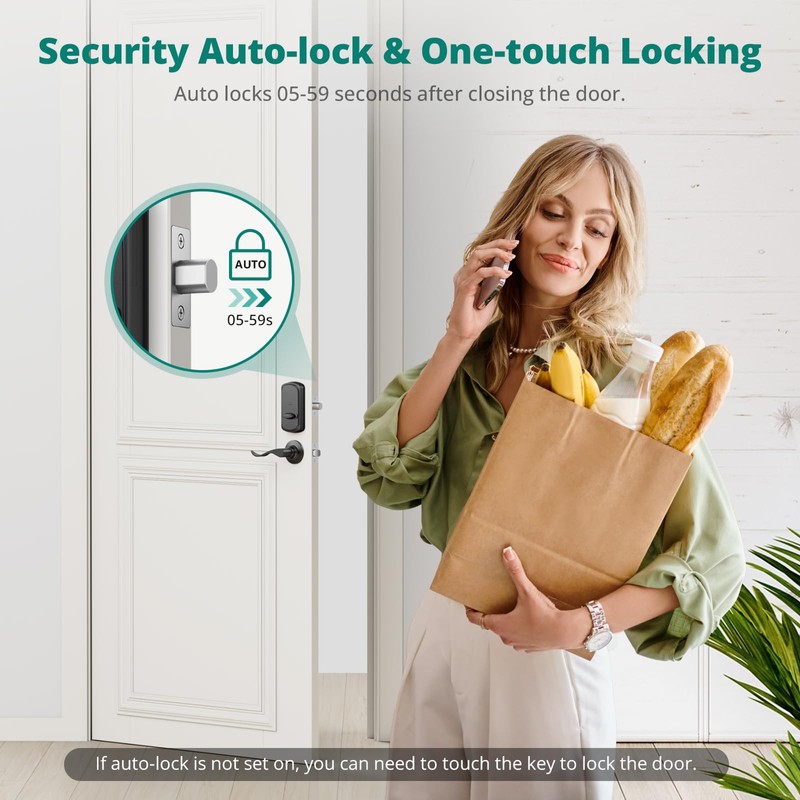 Keyless Entry Door Lock with Handle - 2 Lever Handles,