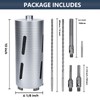 4-1/8 inch Diamond Dry Core Drill Bit, 10" Drilling Depth,