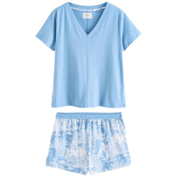 NEXT Cotton Blend Pyjamas, Blue patent leather, XL
