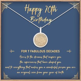 Vintage 1955 Threepence Coin Necklace, 70th Birthday Gift for Women