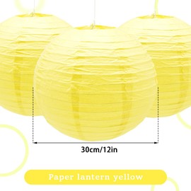 Ruidee 6Pcs Paper Lanterns Decoration 12in Round Hanging Lanterns Round Paper Lampshade Chinese Lamps for Birthday Wedding Party Decoration（SDL/Yellow）