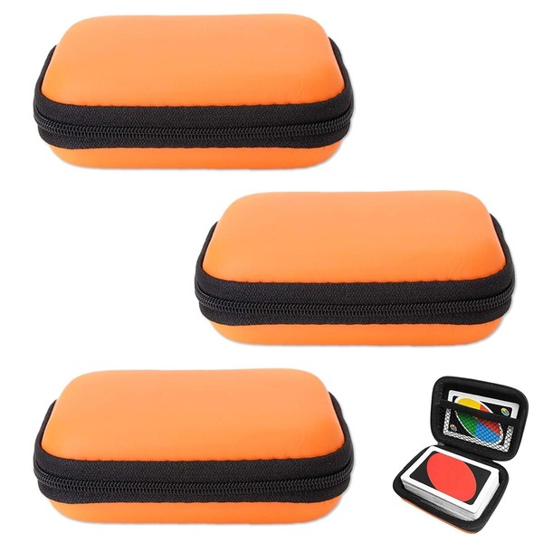 Pack of 3 Playing Cards Box, Orange Playing Card Deck