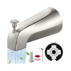 Universal Bathtub Tub Spout with Diverter, Fits 1/2" Slip-Fit Copper Pipe Connection, Pull Down Bathtub Faucet Spout Replacement, Easy Installation (Brushed Nickel)