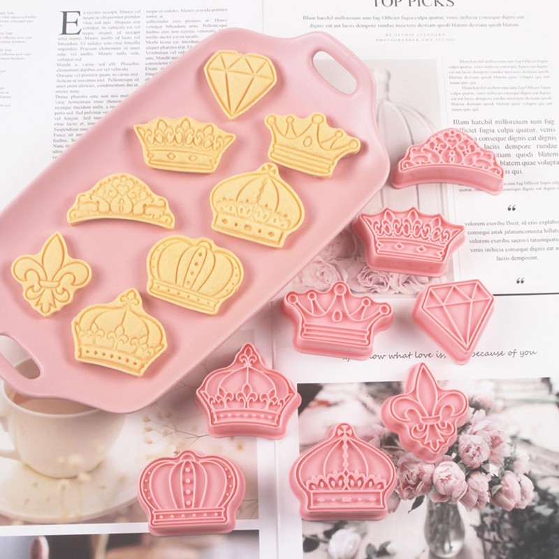 Orapink Crown Cookie Cutter-8 Pieces Plastic Prince King Queen Princess