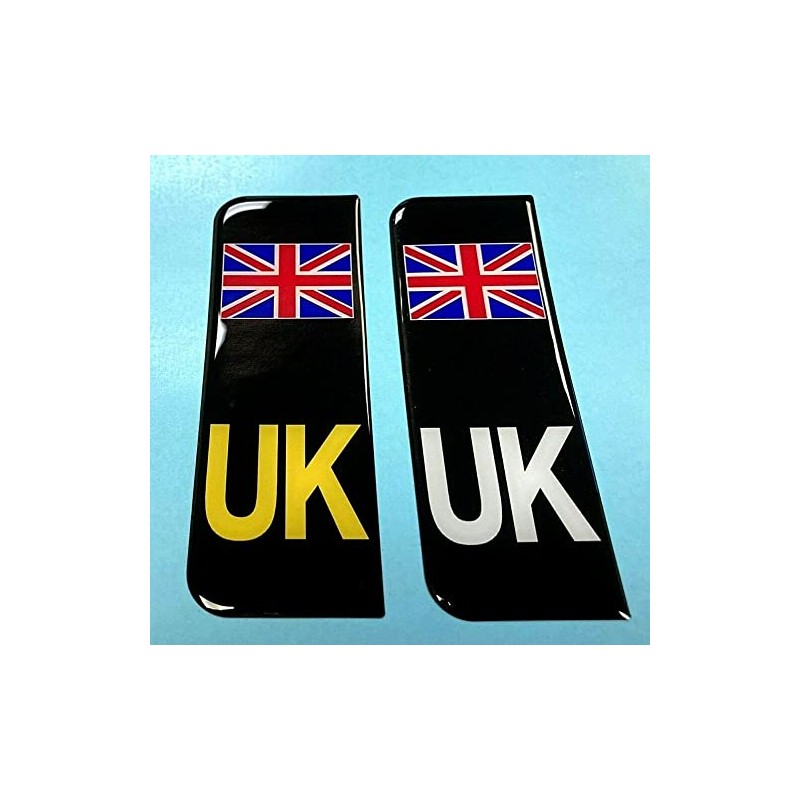 Gelz Domed Union Jack Black UK Vehicle Number Plate Stickers