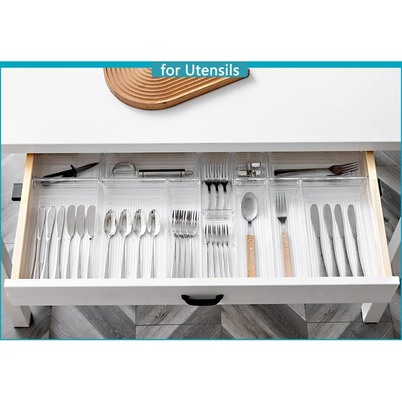 44 PCS Clear Drawer Organizers Set, 4 Size Versatile Bathroom