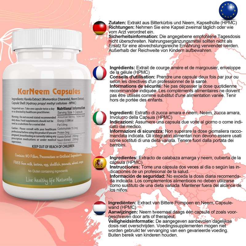 Ayushya Karneem (Karela Neem) Capsule, 60 Capsules, Natural, (Pack of