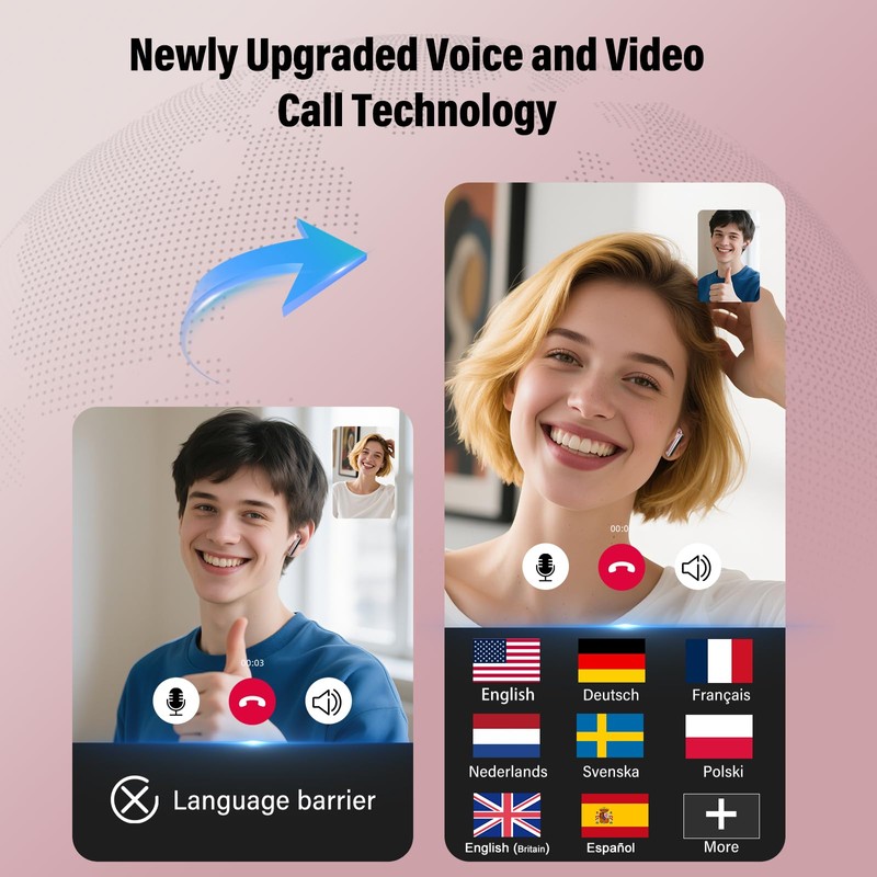 Ai Translation Earbuds Real Time with Audio and Video Calls,
