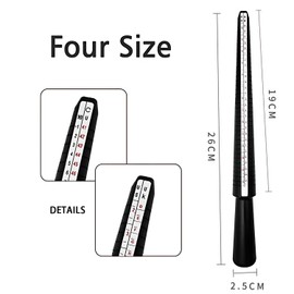 Ring Size Measurement Kit,Includes a Plastic Mandrel, Adjustable Ring Gauge,and 2 Finger Tape Measures,Suitable for Jewellery Making,Suitable for Both Women and Men