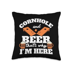 Cornhole And Beer Why I'm Here Bean Sand Bag Toss Cornhole Throw Pillow
